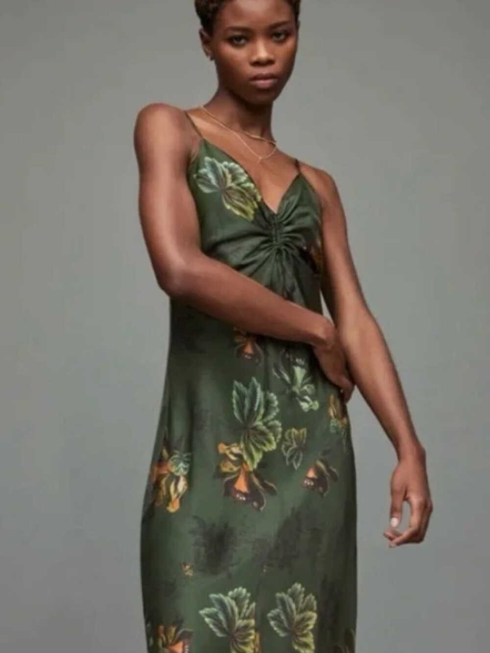 AllSaints Alexia Lilly Silk Blend Asymmetrical Slip Dress